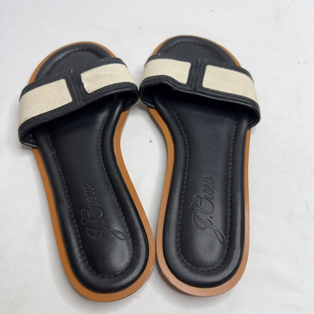 J.Crew Slide Sandals in Canvas and leather black Size 6 BH411 - Picture 4 of 8